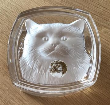 Kat Bonbondoos kristal - crystal d'Arques met frosted kat  beschikbaar voor biedingen