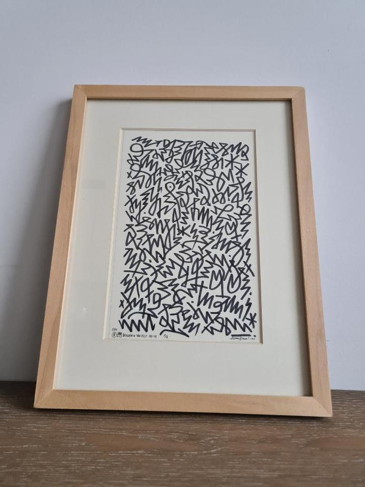 Origineel Werk Benjamin van Oost in houten kader 25x32cm, Antiek en Kunst, Kunst | Schilderijen | Modern, Ophalen of Verzenden