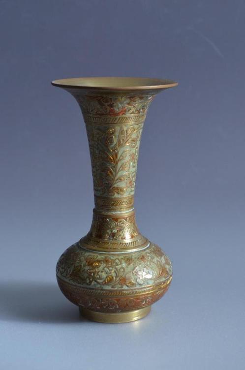 Vase vintage en laiton Inde - 12 cm de haut - 1950, Antiquités & Art, Antiquités | Vases, Envoi