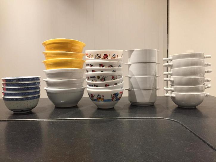 Soepkommen+borden/amusepotjes+glaasjes/ijscoupes/ramekins..., Huis en Inrichting, Keuken | Servies, Bord(en), Aardewerk, Ophalen