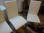 Lederen stoelen met roestvrijstalen poten, Ophalen, Wit, Nieuw, Metaal