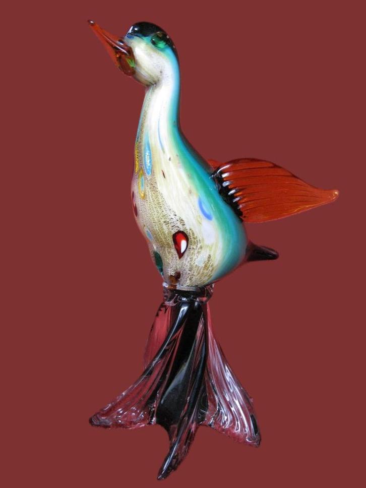 vogel in verre Murano 25,5cm hoog., Antiek en Kunst, Antiek | Glaswerk en Kristal, Ophalen