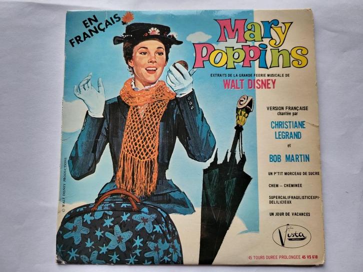 Mary Poppins French 45 rpm 4 nummers, Cd's en Dvd's, Vinyl | Kinderen en Jeugd, Gebruikt, Muziek, Ophalen of Verzenden