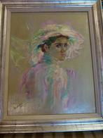 vintage schilderij Belle Epoque portret jonge vrouw, Antiek en Kunst, Ophalen