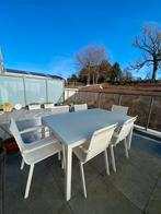 Witte tuintafel met 6 stoelen, Ophalen, Gebruikt, Aluminium