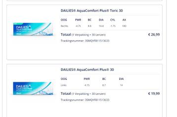 2x Contactlenzen Dailies Aquacomfort plus -4,75 disponible aux enchères