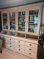 Massief houten buffetkast -whitewash, Huis en Inrichting, Kasten | Buffetkasten, Ophalen, Zo goed als nieuw, Glas