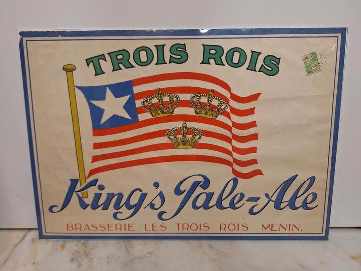 Affiche 1945 King's Pale-Ale Trois Rois Menen, Verzamelen, Merken en Reclamevoorwerpen, Gebruikt, Reclamebord, Ophalen of Verzenden