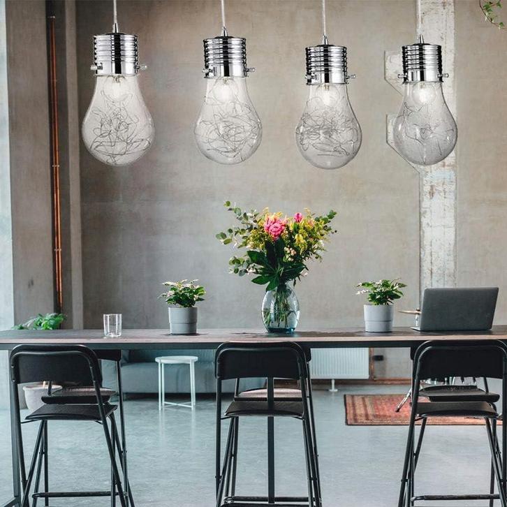 Brilliant BULB hanglamp E27 chroom 4 stuks, Huis en Inrichting, Stoffering | Behang, Ophalen of Verzenden