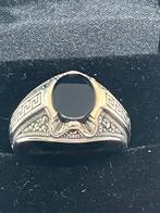 Zilveren Ring met Onyx - Heren, Bijoux, Sacs & Beauté, Bagues, Neuf, Argent, Noir, 20 ou plus grands