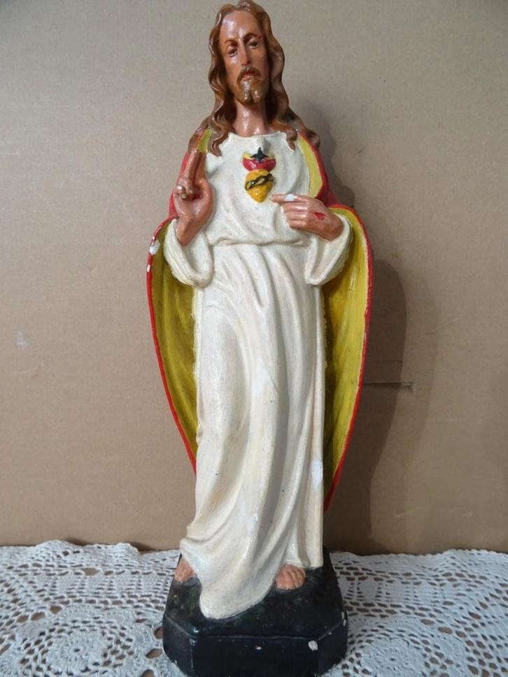 Statue de Jésus ancienne en plâtre 32cm St Jan Hoensbroek, Antiquités & Art, Antiquités | Objets religieux, Enlèvement ou Envoi