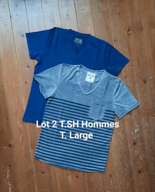 Lot de 2 T.SH de Marques - Hommes - T. Large, Vêtements | Hommes, T-shirts, Porté, Taille 52/54 (L), Bleu, Enlèvement ou Envoi