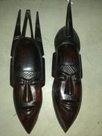 lot 2 masques en bois d ébène, 27cm, Antiquités & Art, Enlèvement ou Envoi