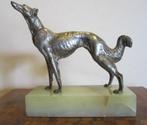 Antieke art deco bronzen windhond barzoi, Louis Carvin, Verzenden