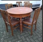 TAFEL en ZES  STOELEN//  8 ROTAN STOELEN, Riet of Rotan, Bruin, Ophalen of Verzenden, Zo goed als nieuw
