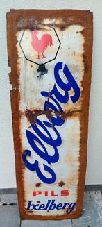 Groot emaille reclamebord bier Elberg Pils, Verzamelen, Ophalen, Gebruikt, Reclamebord
