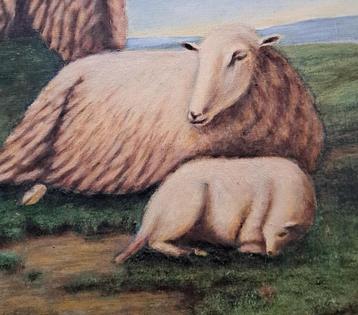 mooie landschap schilderij met schapen, Enlèvement