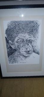 Jan Burssens litho Giacometti ingekaderd, Antiek en Kunst, Ophalen of Verzenden