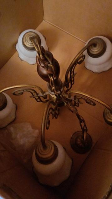 lustre bois et métal doré  beschikbaar voor biedingen