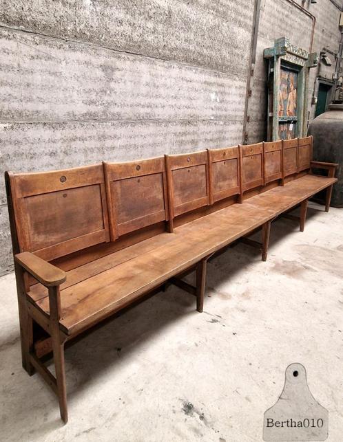 Prachtige antiek kerkbank van 410 cm lengte, Antiek en Kunst, Antiek | Meubels | Stoelen en Sofa's, Ophalen of Verzenden