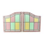 Vintage Glasraam Glas In Lood Set Van 2 Klassieke Stijl 92cm, Ophalen of Verzenden