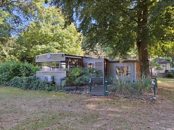 Prachtig winterhard chalet/stacaravan in Midden-Limburg, Caravans en Kamperen, Stacaravans, Ophalen