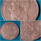 België 5 frank zilver Leopold II 1866 - zonder punt na F, Enlèvement ou Envoi, Monnaie en vrac, Argent, Argent