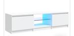 MEUBLE TV BLANC DE 1M20 AVEC LUMIÈRES ET VITRE TJRS EMBALLÉE