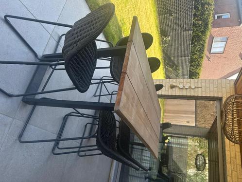 Tuin eettafel set Teak, Huis en Inrichting, Tafels | Eettafels, Zo goed als nieuw, Vijf personen of meer, Teakhout, Ophalen