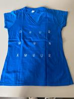 T-shirt met opschrift Dour mon amour - medium, Kleding | Dames, T-shirts, Ophalen, Zo goed als nieuw, Maat 38/40 (M), Blauw