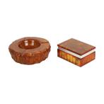 Italiaans Rook Setje Oranje Handgesneden Albast Romano Bianc, Antiek en Kunst, Ophalen of Verzenden