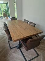 Houten eettafel 2m x 1m met metalen poten, Huis en Inrichting, Tafels | Eettafels, Ophalen, Zo goed als nieuw