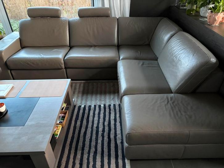 Lederen zithoek, Huis en Inrichting, Zetels | Complete zithoeken, Gebruikt, Leer, Ophalen