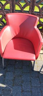 4x echt lederen stoelen, Maison & Meubles, Chaises, Comme neuf, Enlèvement, Cuir, Rouge