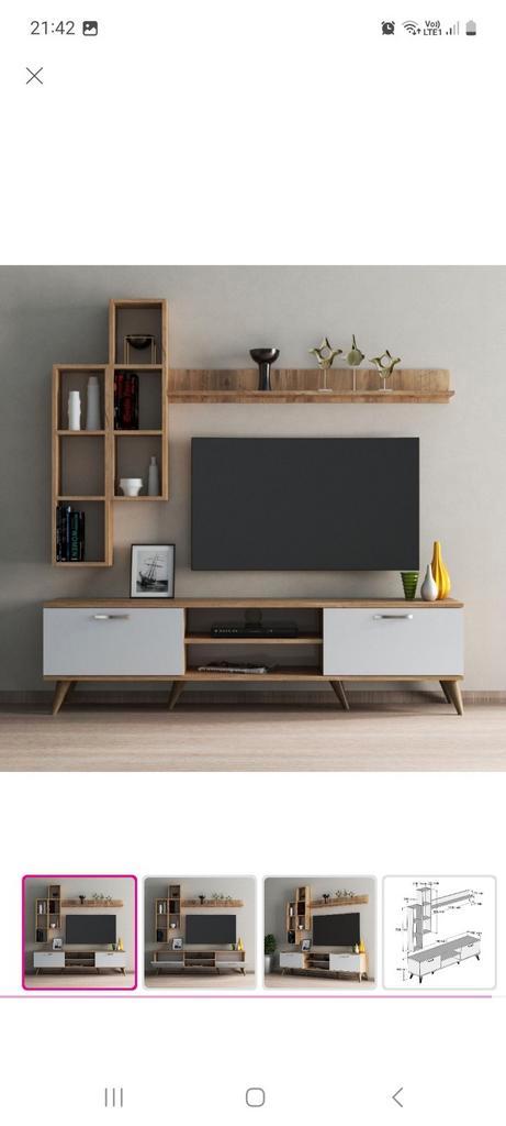 Tv-meubel met hangmeubel, Huis en Inrichting, Kasten |Televisiemeubels, Nieuw, Eikenhout, Ophalen