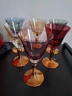 6 verres colorés tige dorée à liqueur vintage, Antiquités & Art, Antiquités | Verre & Cristal, Envoi