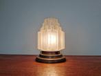 Wolkenkrabber Art Deco plafondlamp in gesatineerd glas, 1930, Antiek en Kunst, Ophalen of Verzenden
