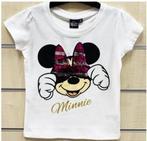 Minnie Mouse Paillettten T-Shirt Wit -98-104-110-116-122-128, Nieuw, Meisje, Ophalen of Verzenden, Disney