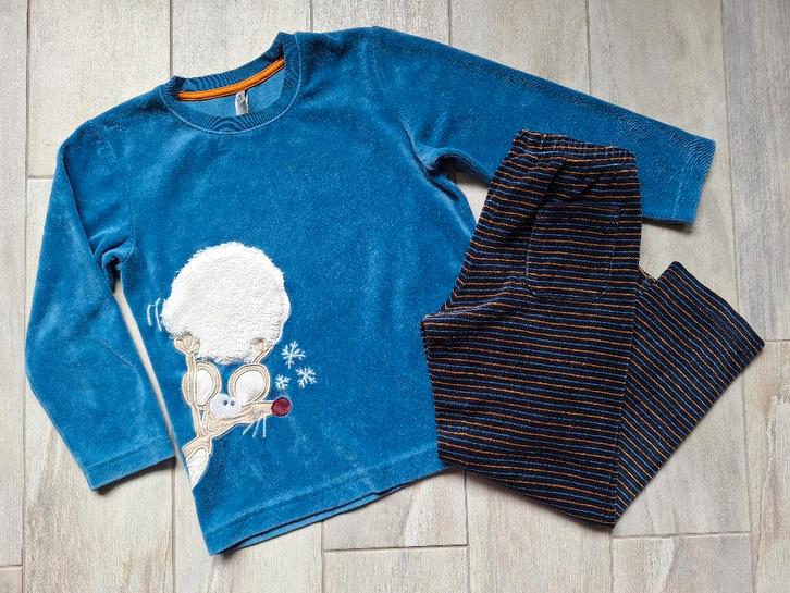 ★ M116 - Winterpyjama woody velours thema muis, Enfants & Bébés, Vêtements enfant | Taille 116, Comme neuf, Garçon, Vêtements de nuit ou Sous-vêtements