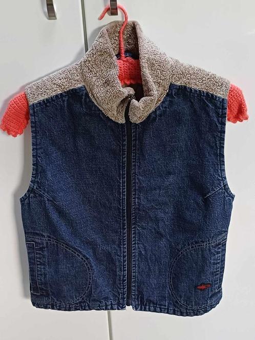 Vintage Jeans body gevoerd bont rug & kraag '90, Kleding | Dames, Bodywarmers, Gedragen, Maat 38/40 (M), Blauw, Ophalen