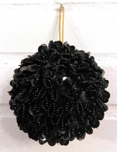 2 grosses boules de Noël noires spéciales serties de perles, Divers, Noël, Neuf, Enlèvement ou Envoi