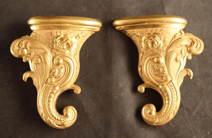 Paar antieke bronzen sierornamenten, Antiek en Kunst, Antiek | Brons en Koper, Brons, Ophalen of Verzenden