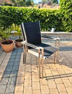 Outdoor stapelstoelen inox & textiline - 8st., Ophalen, Zo goed als nieuw, Rvs, Stapelbaar