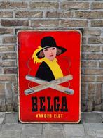 Oud emaillebord Belga Vander Elst  1952 .Reclamebord, Verzamelen, Verzenden, Gebruikt, Reclamebord