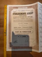 Part de fondateur Établissements Aubert - complet, Enlèvement ou Envoi