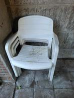 Gratis 3 gewone tuinstoelen en 3 ligzetels, Tuin en Terras, Tuinstoelen, Ophalen, Gebruikt, Plastic, Stapelbaar