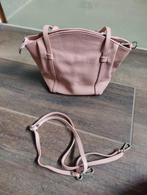 Lederen roze handtas met schouderband, Ophalen of Verzenden, Zo goed als nieuw, Roze, Handtas