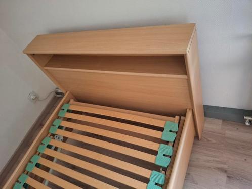 Bed (-den), beuk, 1-persoon met Lattoflex, Huis en Inrichting, Slaapkamer | Bedden, Zo goed als nieuw, 100 cm, 210 cm, Hout, Ophalen