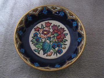 Prachtige Emaux de Longwy rond bord <1920/1930>   beschikbaar voor biedingen