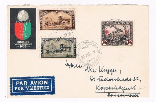 Expo 1935: Brief naar Kopenhagen met speciale stempel oa PA6, Postzegels en Munten, Postzegels | Europa | België, Gestempeld, Luchtpostzegel